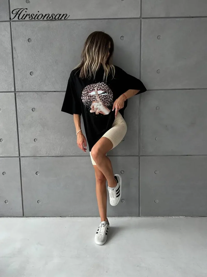2024 Sexy Lips Printed T Shirt Women Summer Loose Casual Soft Female - Image 7