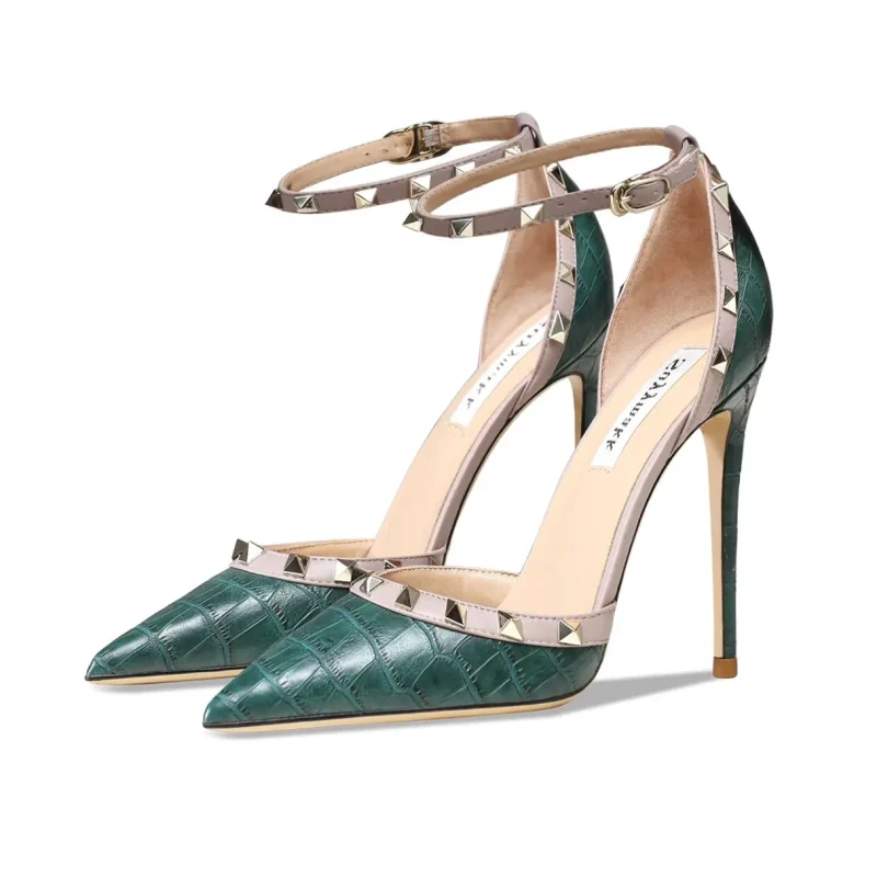 Women's Sandals Summer 2024 Luxury Brand Rivet Classic High Heels