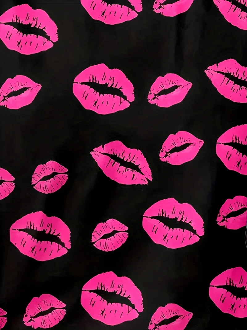 Ladies T-shirt 3D Printed Sexy Lips Women's Breathable T-Shirt Oversized Street Short - Image 4