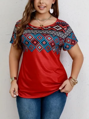 Women T Shirt Plus Size Tops Fashion clothes Women’s Plus Southwestern