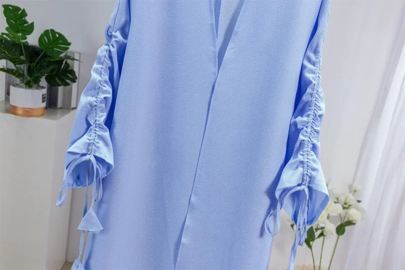 Muslim Open Front Abaya Women Jilbabs Batwing Sleeves Loose Ramadan Maxi