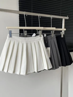 Women Pleated Skirt Preppy Style Summer High Waist Korean Dance Skirt