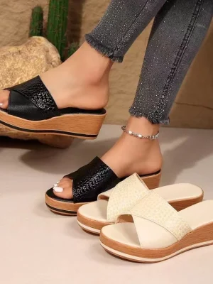 Women Sandals Hemp Wedge Heels Sandalias Mujer Platform Sandals Summer Wedges Shoes