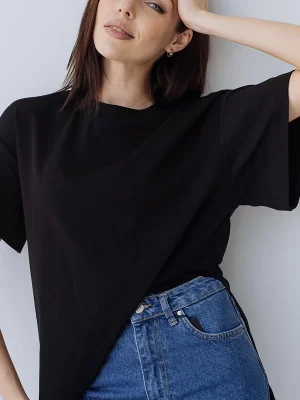 Summer Oversized Cotton T Shirt Women New Loose Solid Split Tees