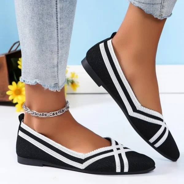 Autumn Women Casual Shoes for Woman Slip-on Pump Knit Single Flat Shoes - Image 3