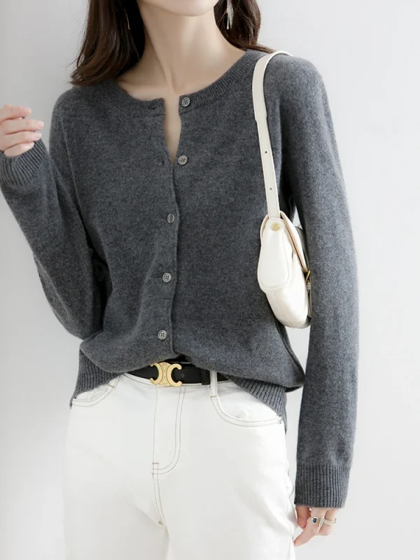 Velvet Cardigan Women Round Neck Spring And Autumn New Loose Knit Coat Sweater - Image 37