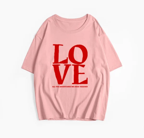 Letter Love Printed T Shirt Women Summer Cotton Soft Short Sleeve Tee - Image 8