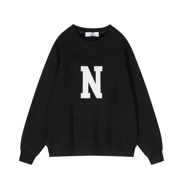 Simplic “N” Letter Print Sweatshirt Women Soft O Neck Ladies Vintage Pullovers Tops