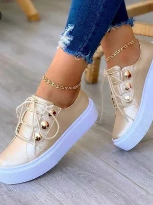 Summer New Women Shoes Fashion Round Toe Platform Shoes  Casual Sneakers