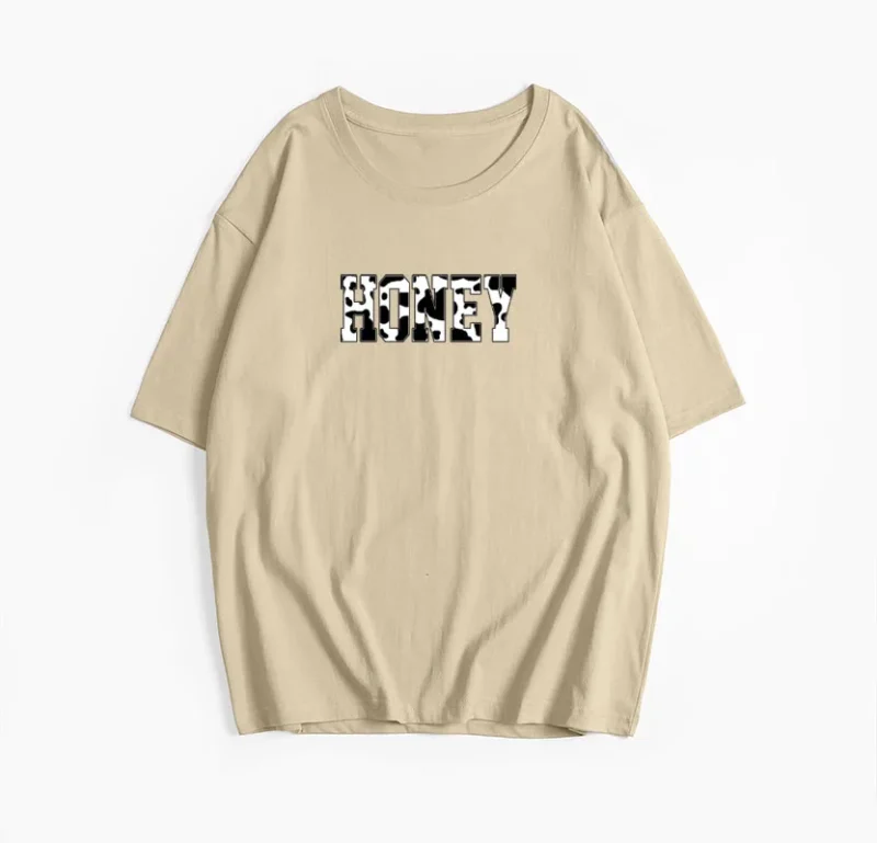 Letter "honey" Printed T Shirt Women Summer Cotton Soft Short Sleeve - Image 13