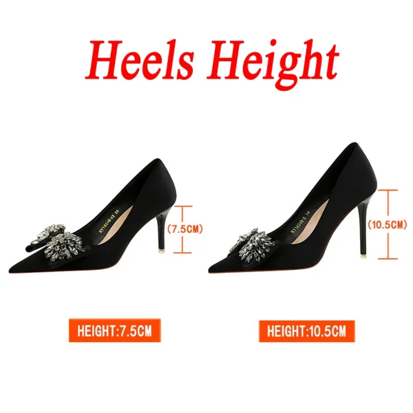 Women 7.5cm 10.5cm High Heels Crystal Pumps Lady - Image 6