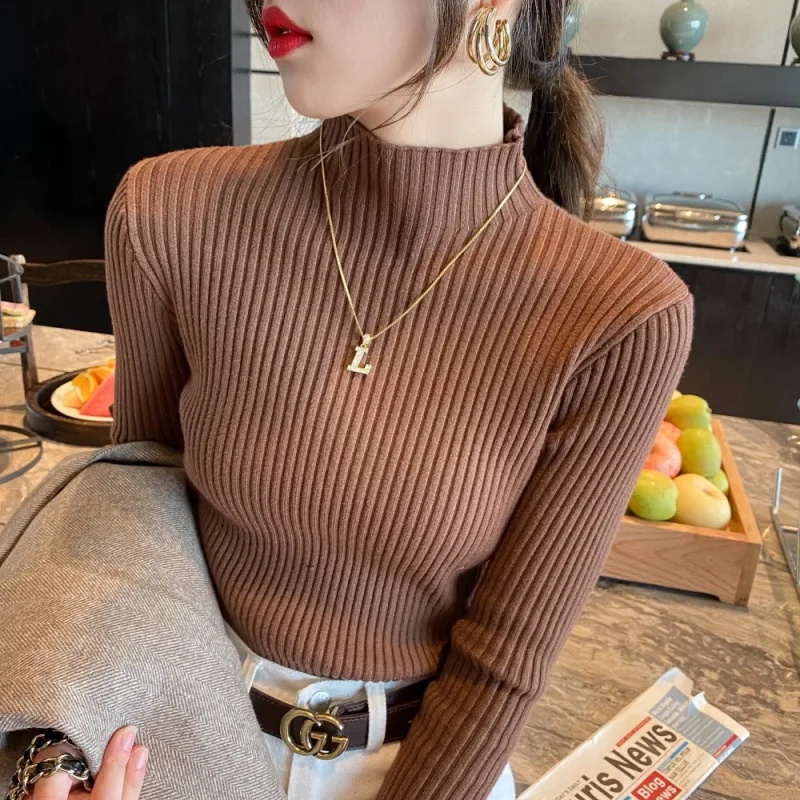 Winter Knitted Shirt Women Sweater Bottoming Shirts Female Long Sleeve - Image 2