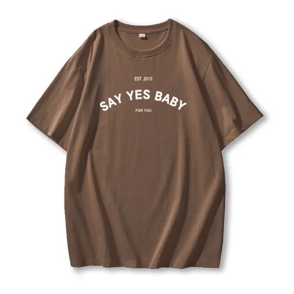 Vintage Say Yes Baby Printed T-Shirt Couple Graphic T Shirt WoMen Boyfriends - Image 7