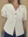 Elegant White Knit Cardigan Top Women Short Sleeve V-neck Buttons Vest Waistcoat