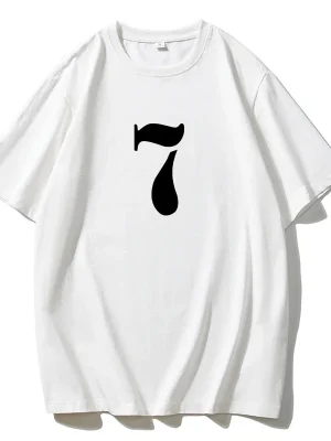 Number “7” Printed T Shirt Women Summer 100% Cotton Soft Short Sleeve Tee