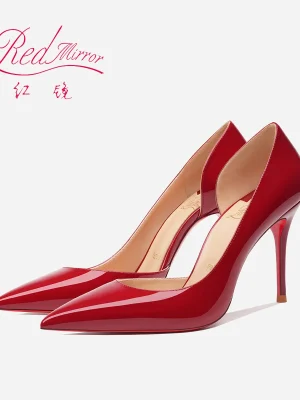 Shoes woman 2024 trend Women Pumps Brand Red Shiny Bottoms Patent Leather