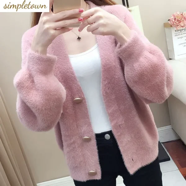 Women's Knitted Loose Korean Version Lazy Style Top Short Sweater for Women - Image 2