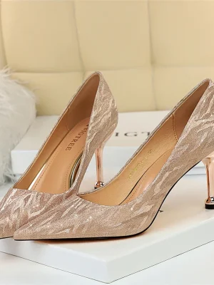 Women 7.5cm 9.5cm High Heels Sequins Bling Wedding Bridal Sparkly Pumps