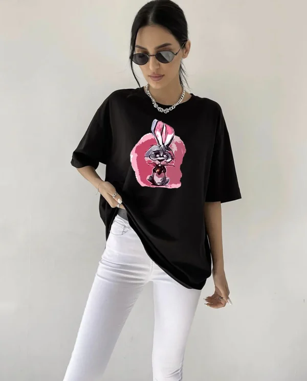 Kawaii Cartoon Printed T Shirt Women Summer Loose Casual Soft Female - Image 3