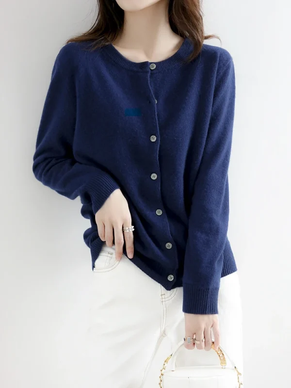 Velvet Cardigan Women Round Neck Spring And Autumn New Loose Knit Coat Sweater - Image 28