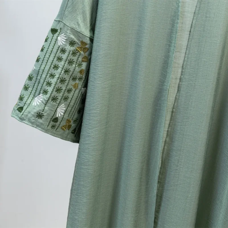 Islamic Clothing Embroidery Open Front Abaya Muslim Kaftans Long Sleeve Maxi - Image 5