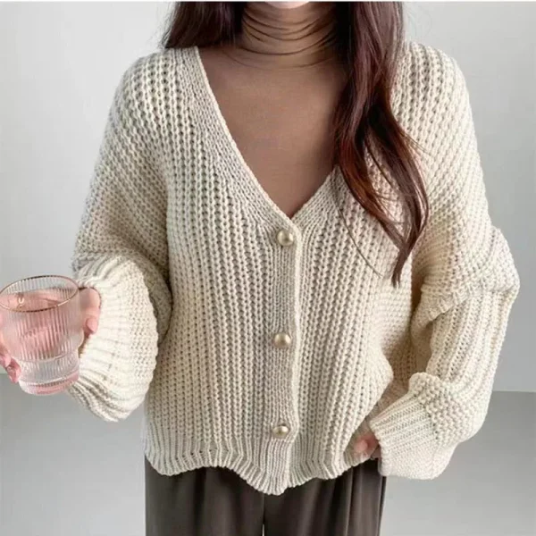 Lazy Wind Women Sweet Cardigan Korean Loose Long Sleeve Casual Knitted Coats - Image 3