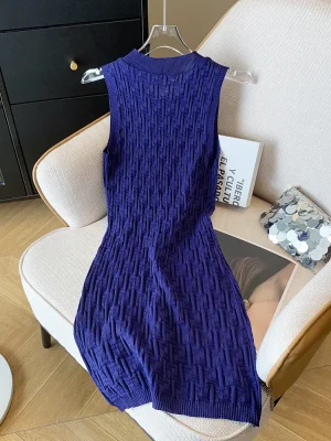 Autumn Sleeveless Knit Dress Women Mini Dresses Fashion Female