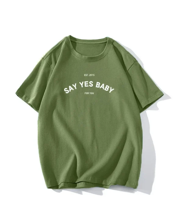 Vintage Say Yes Baby Printed T-Shirt Couple Graphic T Shirt WoMen Boyfriends - Image 10