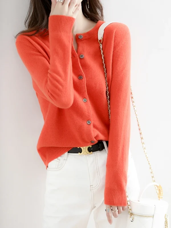 Velvet Cardigan Women Round Neck Spring And Autumn New Loose Knit Coat Sweater - Image 29