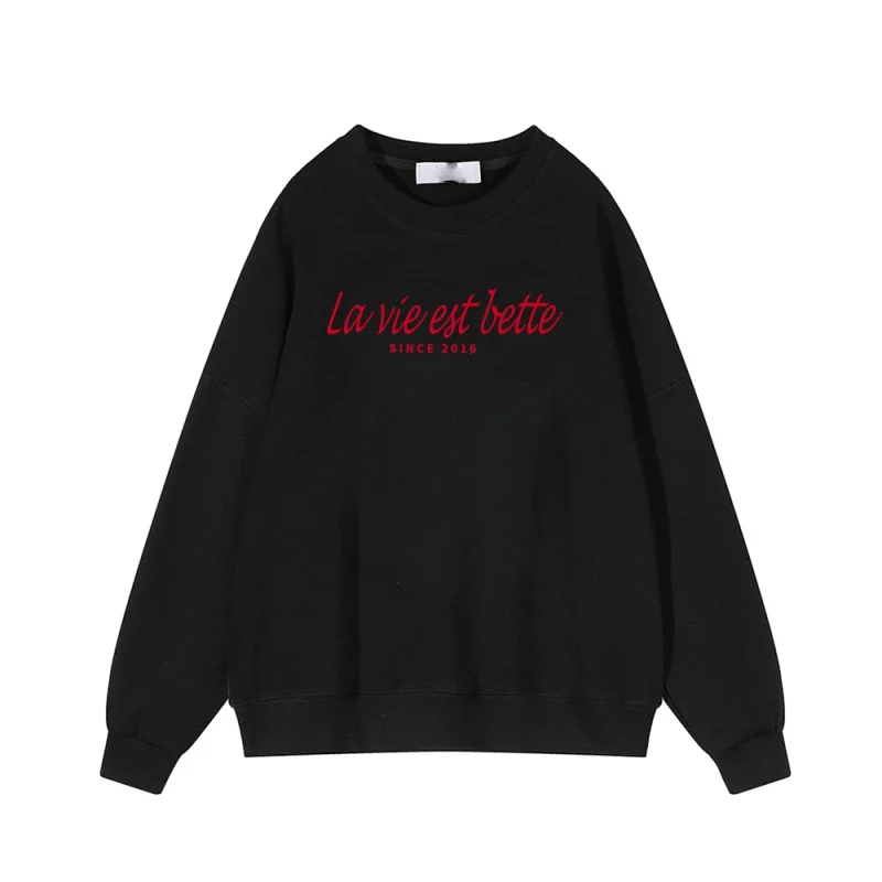Autumn Casual Red Letter Print Sweatshirt Women Soft O Neck Ladies
