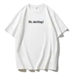 "Darling" Letter Printed T Shirt Women Summer Cotton Soft Short Sleeve Tee - Image 9