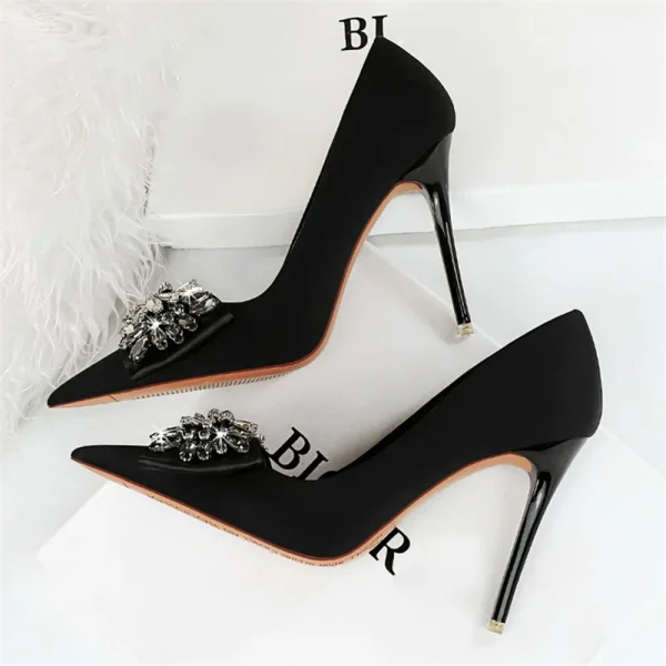 Women 7.5cm 10.5cm High Heels Crystal Pumps Lady - Image 9