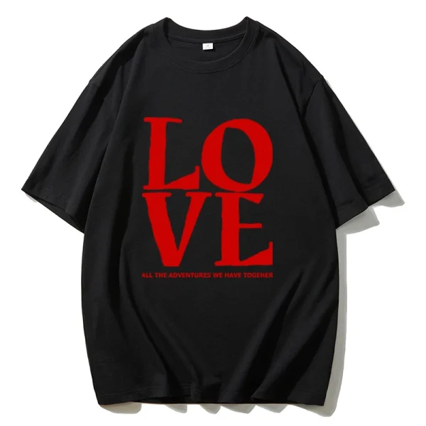 Letter Love Printed T Shirt Women Summer Cotton Soft Short Sleeve Tee - Image 7