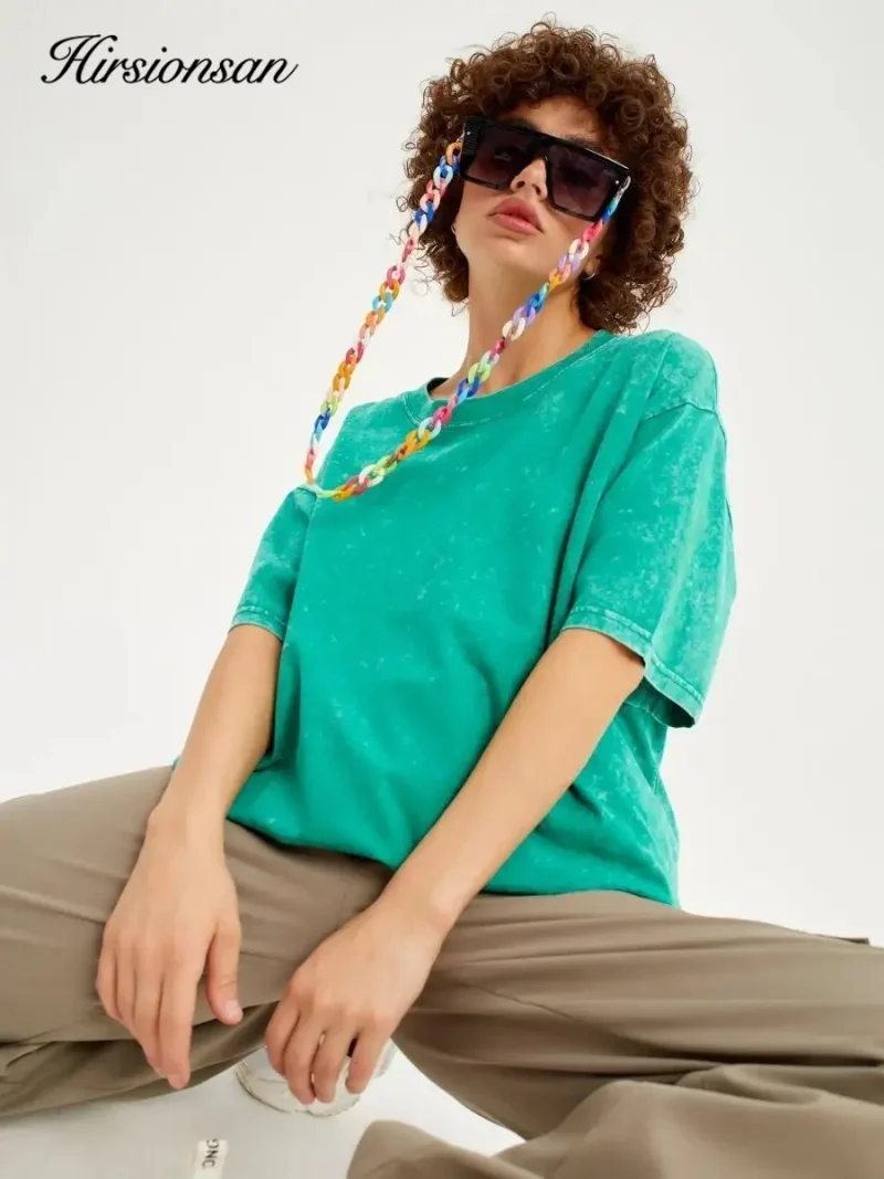 Cotton T Shirts Women Summer Vintage Clothes Washed Tees - Image 14