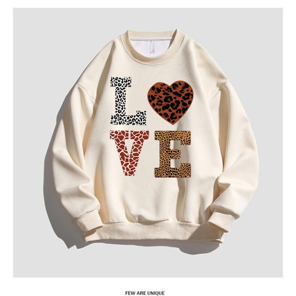 Vintage Sweet Heart Print Sweatshirt Women Basic Hooded Ladies Soft Long Sleeve - Image 13