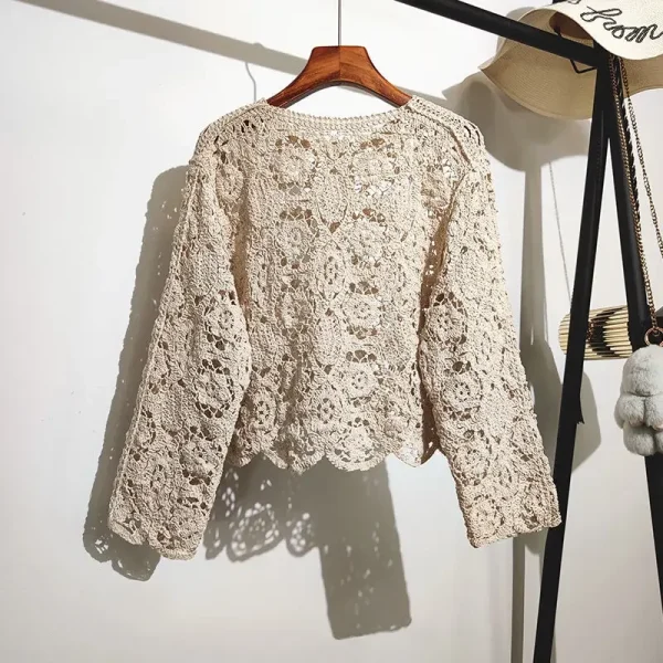 Lace Small Shawl Cotton Cardigan Female 2024 Spring and Summer - Image 2