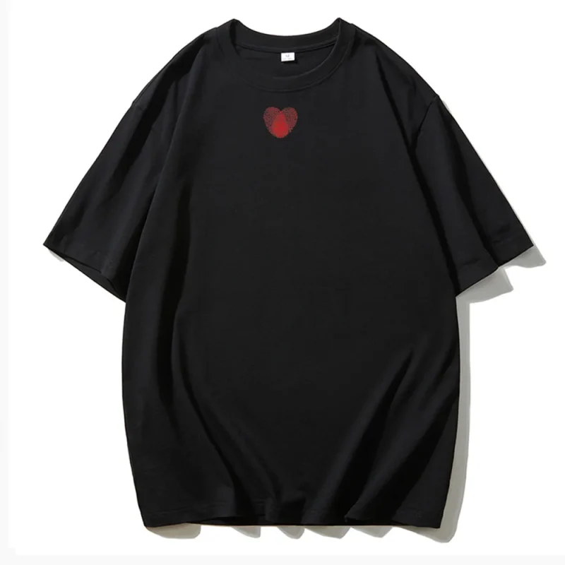 Fingerprint Love Printed T Shirt Women Summer Cotton Soft Short Sleeve Tee - Image 8