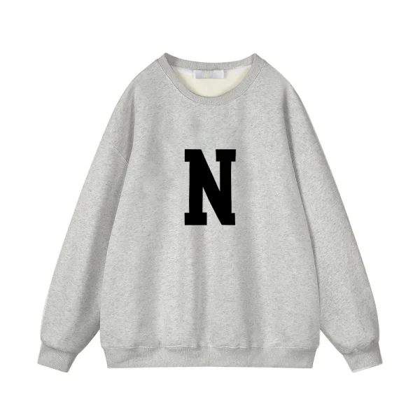 Simplic “N” Letter Print Sweatshirt Women Soft O Neck Ladies Vintage Pullovers Tops - Image 17