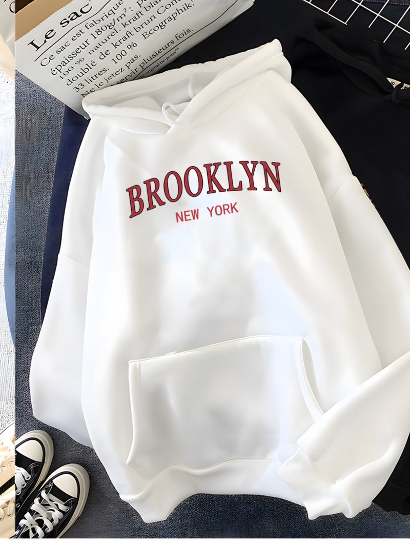 Red Letter Print Hoodies Women Soft Casual Oversized Sportwear Female Sweatshirt - Image 12
