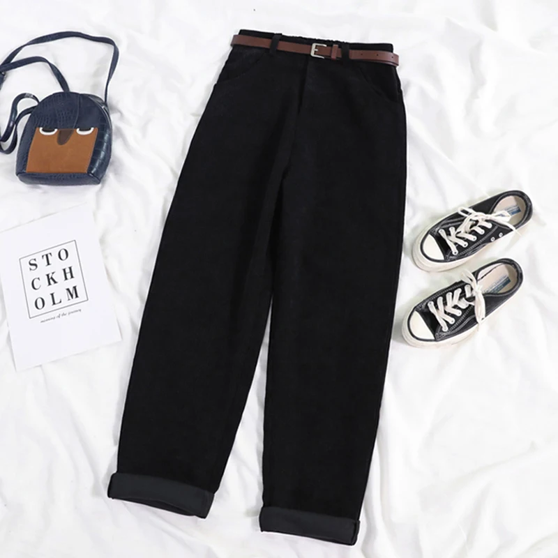 Women Spring Corduroy Pants High Waist Autumn Vintage Korean Casual - Image 7