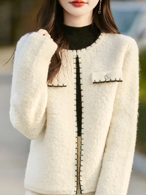 Fashion Loop Yarn Knit Coat Women’s Wool Cardigan Large  Sweater