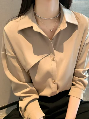 Long Sleeve Solid Casual Shirt Women Shirts Summer Autumn Fashion