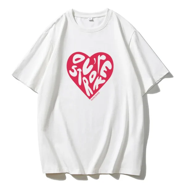 Heart Graphic Printed T Shirts Women Summer Oversized O-neck Short Sleeve - Image 3