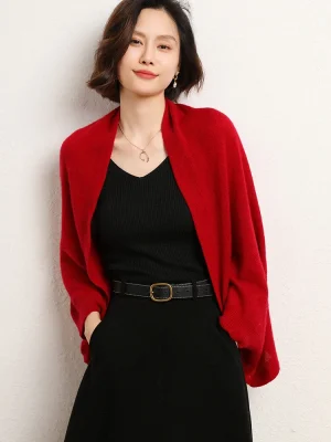 Fashion Female Merino Wool Shawl Scarf Sweater Cashmere Cardigan Sweater Women