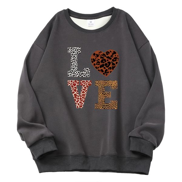 Vintage Sweet Heart Print Sweatshirt Women Basic Hooded Ladies Soft Long Sleeve - Image 11