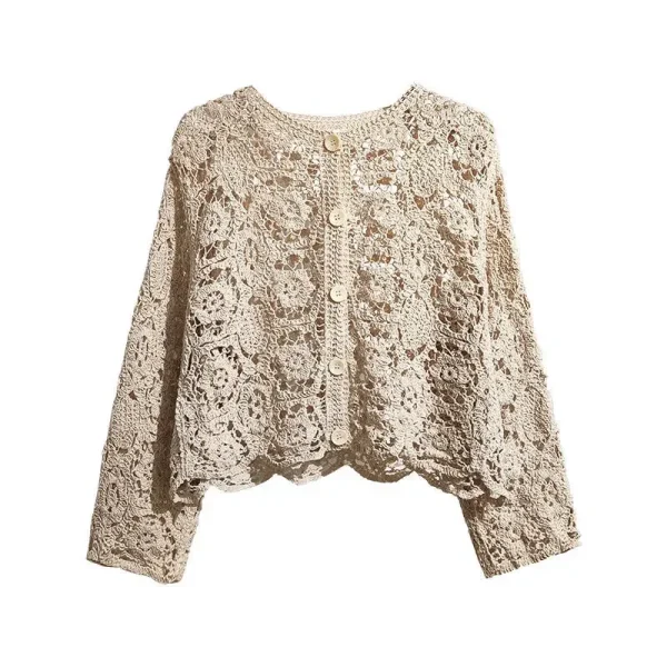 Lace Small Shawl Cotton Cardigan Female 2024 Spring and Summer - Image 5