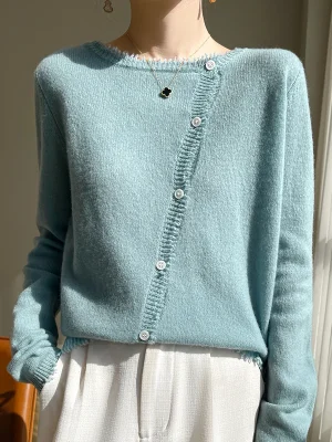 Women O-neck Cardigan Preppy Style Long Sleeve Sweater For Spring Autumn