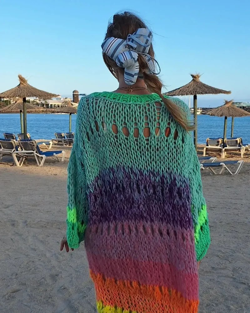 Handmade Boho Kimono Cardigan Sweater Women Coat 2024 Autumn - Image 8