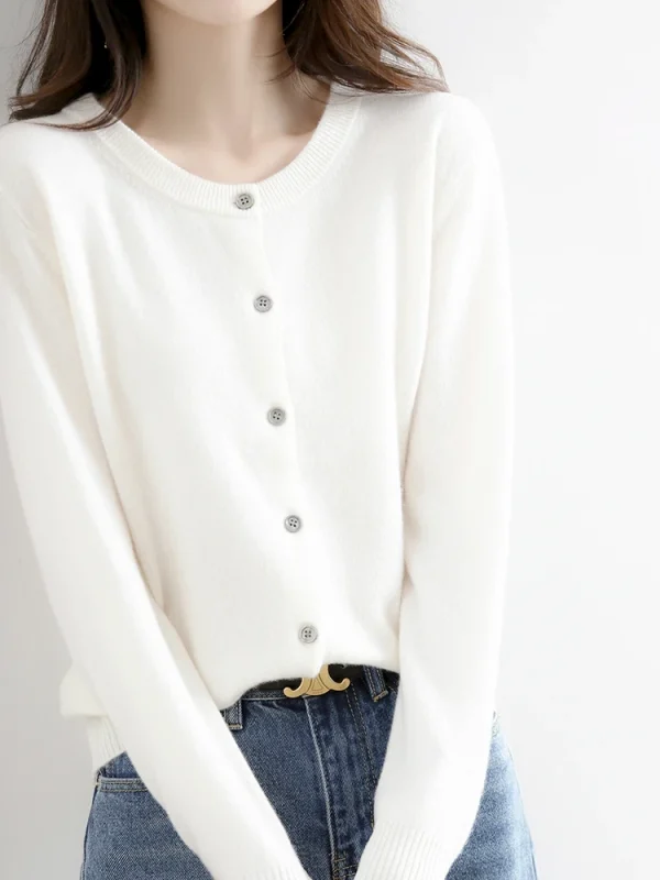 Velvet Cardigan Women Round Neck Spring And Autumn New Loose Knit Coat Sweater - Image 21