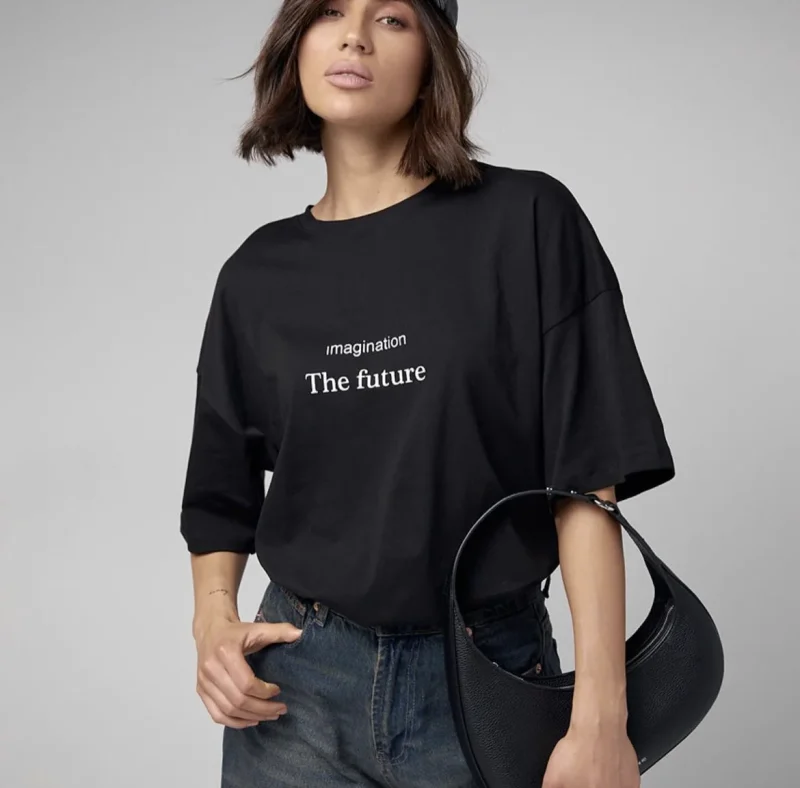 Small Letter Printed T Shirt Women Summer Cotton Soft Short Sleeve Tee - Image 10